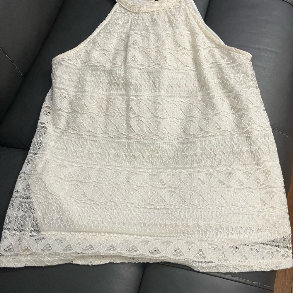 Elegant Lace Halter Top - Cream